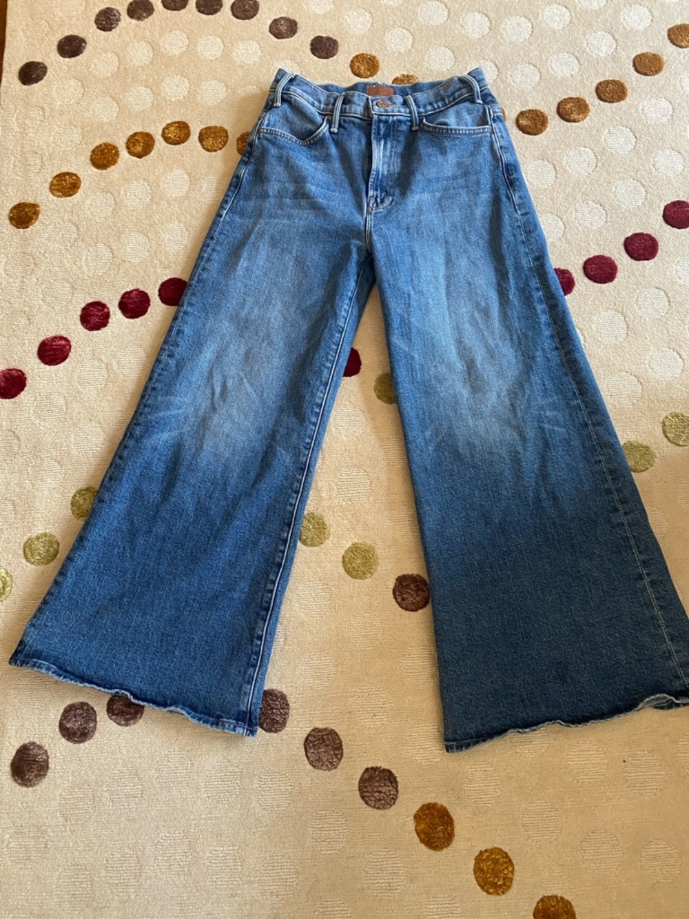 MOTHER Wide-Leg Denim Jeans in Medium Blue